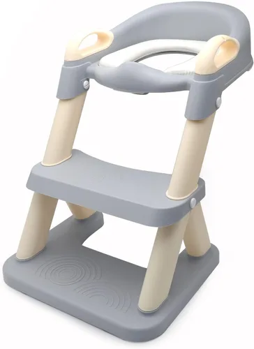 Vista 10 de Inodoro de entrenamiento para ir al baño para niños pequeños, asiento de entrenamiento para ir al baño con escalera, para niños y niñas, Azul