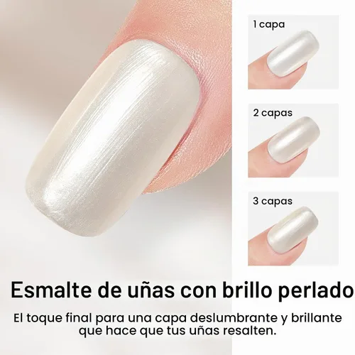 Vista 7 de MIZHSE Esmalte de uñas blanco perla de secado rápido, esmalte de uñas