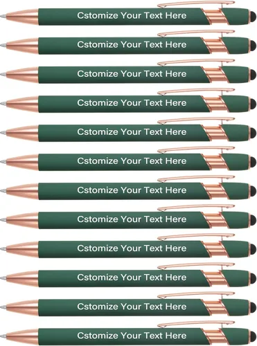 Vista 18 de Kingluu 12 bolígrafos personalizados con punta de lápiz capacitivo, grabado gratis, tinta negra, bolígrafo personalizado con tu nombre, logotipo