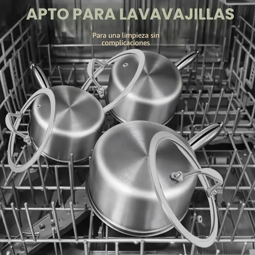 Vista 9 de EWFEN Juego de sartenes de acero inoxidable de 3 capas con tapas, olla multiusos de 1 y 2 cuartos de galón, mango que se mantiene fresco, horno