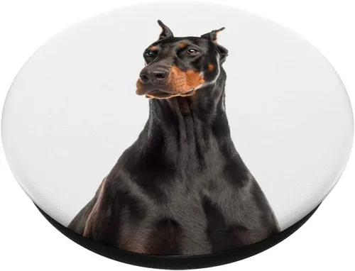 Vista 2 de Dobermann, o Doberman Pinscher popsocket agarre y soporte para teléfonos y tabletas, Negro