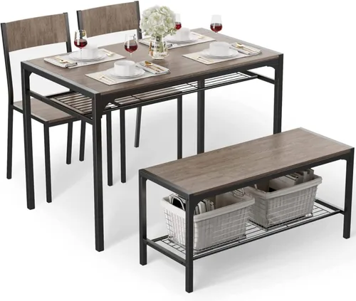 Vista 14 de Gizoon Juego de mesa de comedor para 2, mesa de cocina de 3 piezas con 2 sillas para espacios pequeños, apartamento, cocina, comedor, ahorro