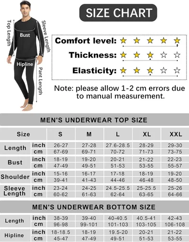 Vista 2 de URATOT Conjunto de 2 ropa interior térmica para hombre, con forro polar, ropa interior térmica suave, largo Johns parte superior inferior