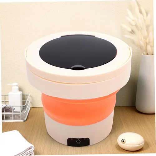 Vista 5 de Lavadora portátil plegable pequeña lavadora con rotación de alta velocidad para viajes, camping, viajes de negocios, diseño ligero para eliminar