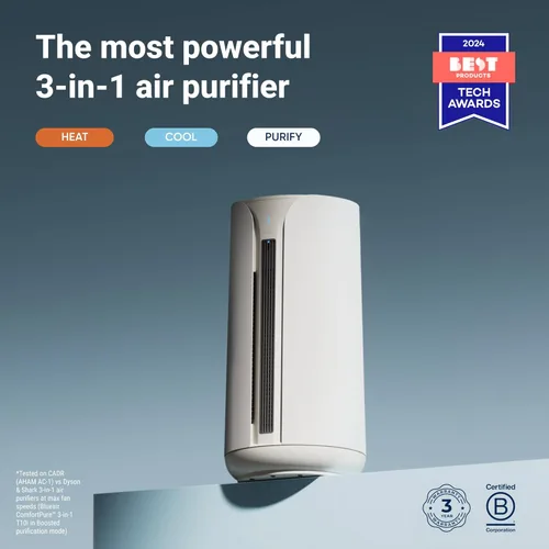 Vista 2 de BLUEAIR ComfortPure - Purificador de aire 3 en 1 más potente: refrigeración, calefacción, purificación, limpiador HEPASilent para el hogar