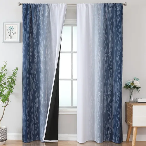 Vista 94 de Estelar Textiler Cortinas oscurecedoras beige y blanco grisáceo de 45 pulgadas de largo, cortinas graduadas con bloqueo de luz para baño, cortinas