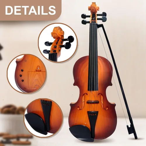 Vista 3 de Juguete de violín de 16 pulgadas para niños, juguetes de violín de 4 cuerdas, instrumentos musicales para niños, instrumento electrónico portátil
