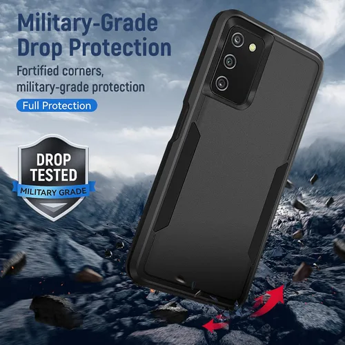 Vista 7 de Funda para Samsung Galaxy A03S, con protector de pantalla [prueba de caídas de grado militar], resistente, resistente, a prueba de golpes, para Negro