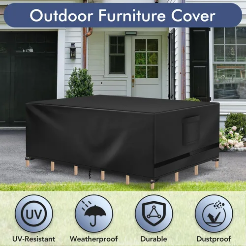 Vista 5 de Richwon Funda para Muebles de Patio, Funda Impermeable Rectangular para Mesa de Exterior, Protección Resistente para Conjunto Seccional 108"L x 82"W