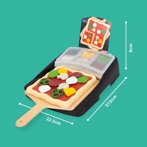 Vista 6 de Casdon Ooni - Estación de cobertura de pizza de juguete para niños de 3 años en adelante, incluye 24 piezas de cobertura de pizza