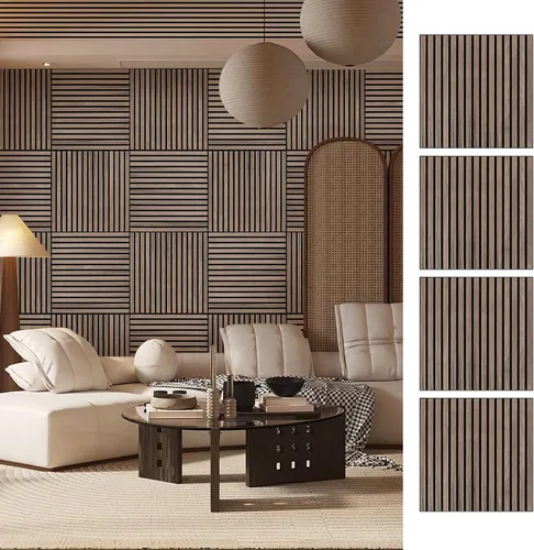 Vista 13 de Paneles de madera ARMURO para pared - Paquete de 2 paneles negros para decoración de pared - Panel de chapa de roble negro absorbente de sonido