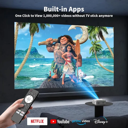 Vista 2 de 【Licencia oficial de Netflix】Proyector inteligente PANSEBA 4K con WiFi Bluetooth, corrección Keystone automática, enfoque rápido 2S, proyector
