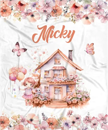 Vista 76 de Manta de bebé personalizada para niñas y niños pequeños, recién nacidos, regalos personalizados de vaca floral con nombre y texto, 40 x 30 pulgadas