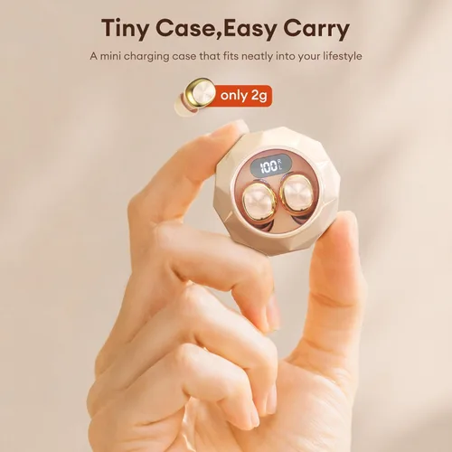 Vista 3 de Pequeños auriculares invisibles para dormir en el oído, auriculares Albaricoque