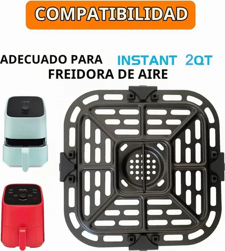 Vista 2 de Placa cuadrada de 2 cuartos de galón para freidora de aire instantánea, sartén de freidora de aire mejorada, bandeja de placa de inserción, estante