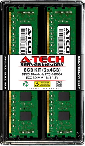 Vista 141 de A-Tech 4GB DDR3 1333MHz PC3-10600R ECC RDIMM 1Rx4 Rango único 1.5V Registrado DIMM 240-Pin Módulo de actualización de memoria RAM de servidor
