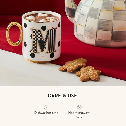 Vista 4 de MACKENZIE-CHILDS Mi Taza, Taza de Café de Cerámica Decorativa con Asa, A