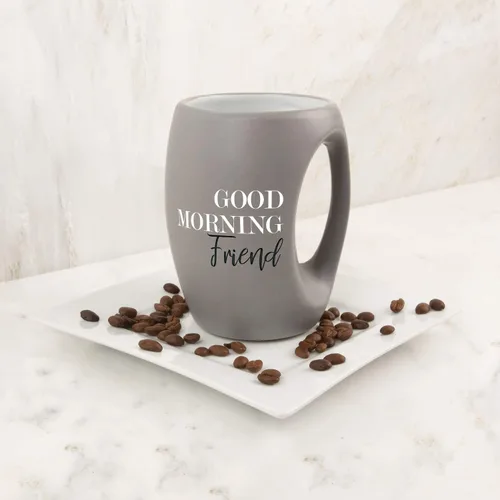 Vista 8 de Pavilion - Taza de café con texto en inglés "Good Morning Friend", color gris