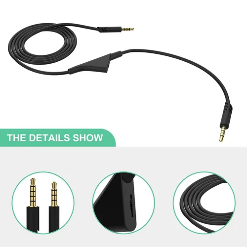 Vista 6 de Cable de repuesto de auriculares de 2M de 6.5 pies con control de volumen para Astro A10/A30/A40/A50, cable de auriculares para PS5/PS4/Xbox Series