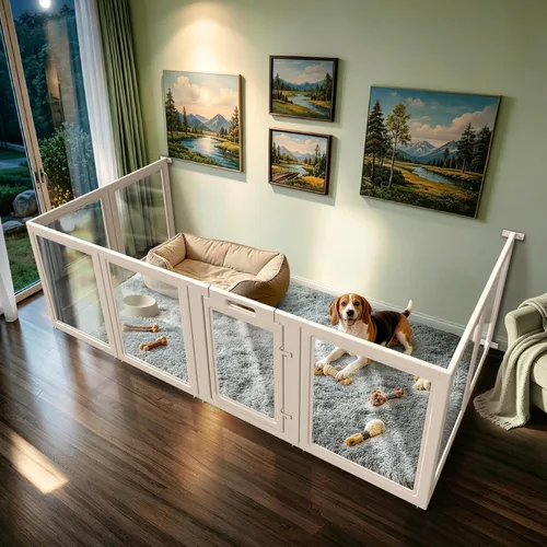 Vista 49 de FXW AuraSpace - Cerca acrílica para perros pequeños, para interiores, 24 pulgadas, 2 paneles, incluye 1 puerta y 1 panel, color negro