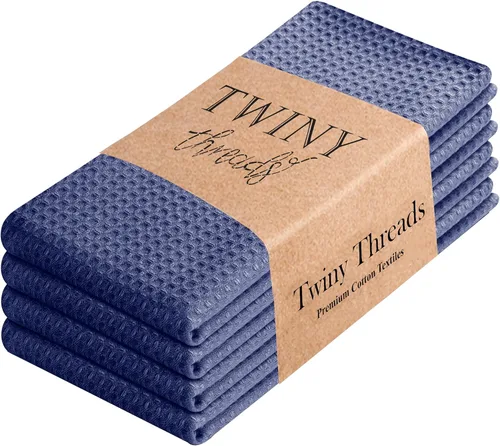 Vista 34 de TWINY threads Juego de toallas de cocina con diseño de diamante, 100% algodón, trapos grandes y trapos de lavado, absorbentes de secado rápido