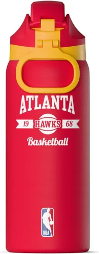 Vista 2 de Hydrapeak Botella de agua aislada de 32 onzas con licencia oficial de la NBA Atlanta Hawks Oasis con tapa de botón y asa integrada, botella