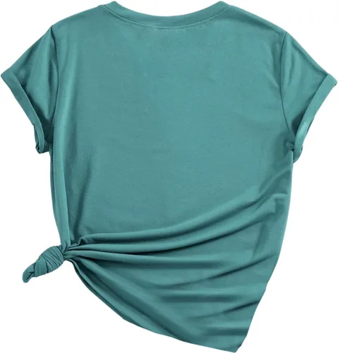 Vista 2 de SweatyRocks Camisetas con estampado de corazón para mujer, camisetas divertidas de manga corta para verano