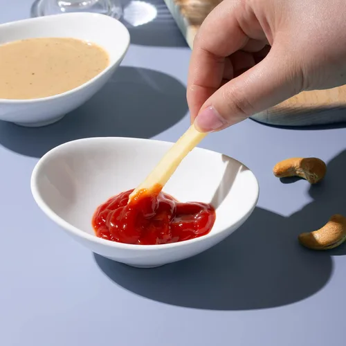 Vista 4 de Lifver conjunto de recipientes de porcelana para sopa/ensalada, en blanco natural, Set de 8