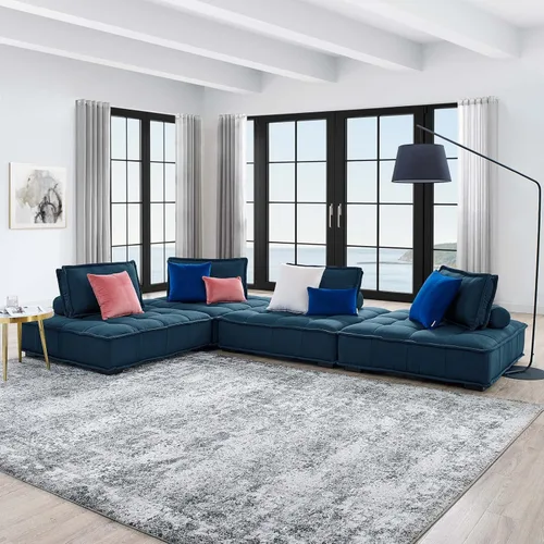 Vista 16 de Modway Sofás Saunter, juego de 3 piezas, azul