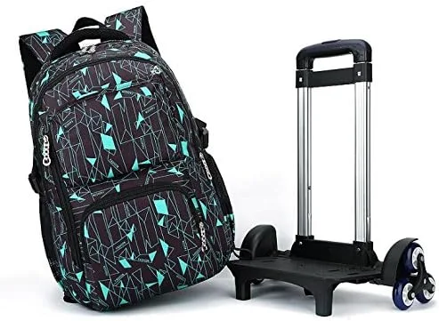 Vista 3 de VILINKOU - Mochila escolar de alta capacidad para niñas y niños, bolsas de carretilla rodante, seis ruedas para escalar escaleras, Varios
