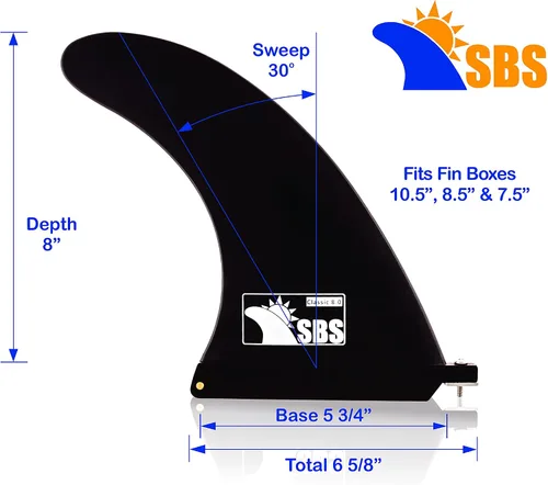 Vista 2 de SBS - Aleta de 8 pulgadas Longboard y SUP - Aleta central de 8 pulgadas para tabla de surf y paddleboard