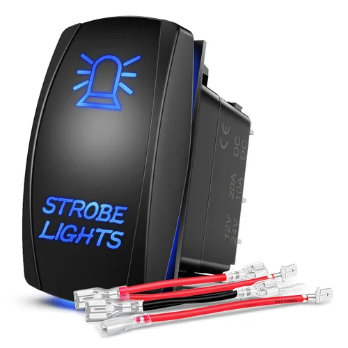 Vista 21 de Nilight Alien Lights interruptor basculante con barra de luz LED de 5 pines; láser de encendido/apagado; interruptores SPST 20 A/12 V, 10 A/24 V