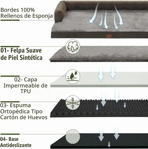 Vista 3 de Orthopedic Dog Bed for Extra Large Dogs, Dark Green, 45x35in Verde oscuro