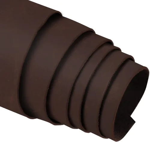 Vista 11 de ELW Piel de vacuno marrón bourbon 9-10 oz (0.91-1.02 cm) de espesor, piel de ternera precortada de grano completo para herramientas, fundas, fundas