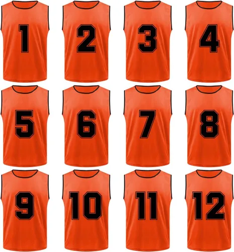 Vista 6 de TopTie Paquete de 12 camisetas de malla numeradasen blanco para practicar en