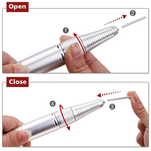 Vista 6 de Pieza de mano para AZ GOGO-102 Máquina de taladro de uñas, 30000RPM Manija desmontable con enchufe de 2 puntas para taladro de uñas portátil