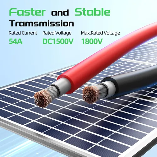 Vista 5 de Bateria Power 4 pares de cable de panel solar de 50 pies negro y 50 pies rojo Kit, cable de extensión de panel solar 10AWG (6mm²) de cobre estanñado