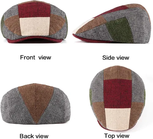 Vista 5 de Hombres Ivy Gatsby Newsboy Cap - Classic Wool Blend Tweed Flat Cap Cabbie Hat Hombres