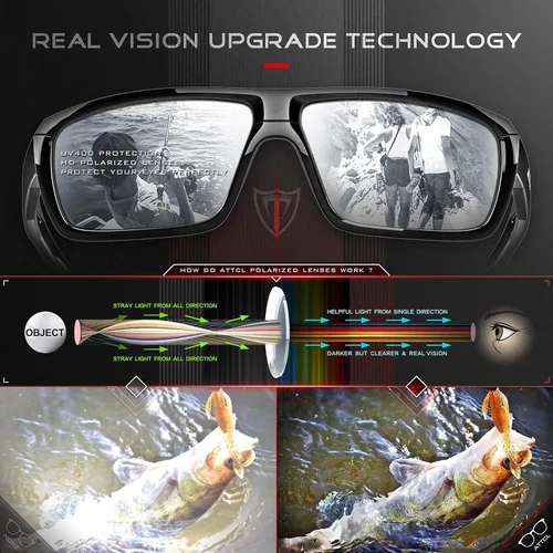Vista 5 de ATTCL - Gafas de sol polarizadas para hombres - Gafas deportivas de pesca 100% protección UV