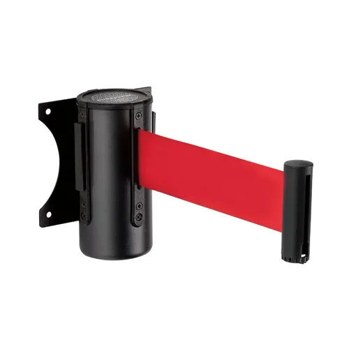 Vista 28 de DuraSteel Barrera retráctil para cinturón de control de multitudes de montaje en pared, cinturón de barrera retráctil negro de 9.2 pies, barreras