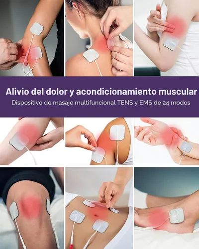 Vista 7 de TENKER - Unidad TENS para estimulación muscular, máquina TENS EMS de 24 modos para terapia de alivio del dolor/manejo del dolor, masajeador de pulso