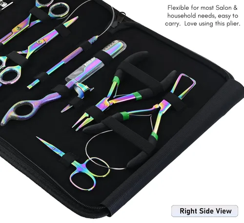 Vista 5 de My Hair Tools - Kit de extensión con removedor de cuentas de micro eslabones y alicates de engarce, tijeras para el cabello, herramientas de peinado