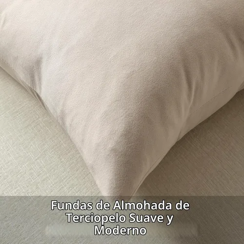 Vista 2 de DEZENE Fundas de almohada de 16 x 16 pulgadas, color beige: paquete de 2 fundas de almohada decorativas de terciopelo suave y acogedoras para sofá
