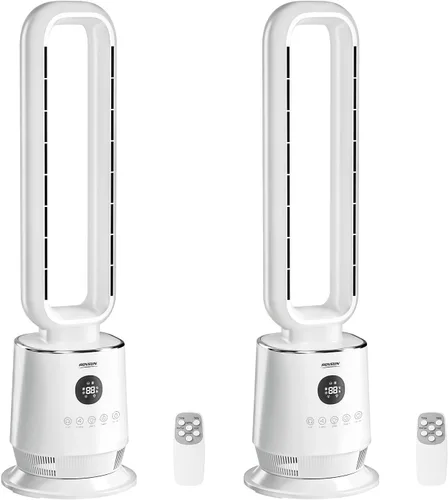 Vista 12 de ROVSUN Ventilador inteligente sin aspas, ventilador de torre sin aspas de 22 pulgadas con iluminación ambiental, ventilador de torre oscilante