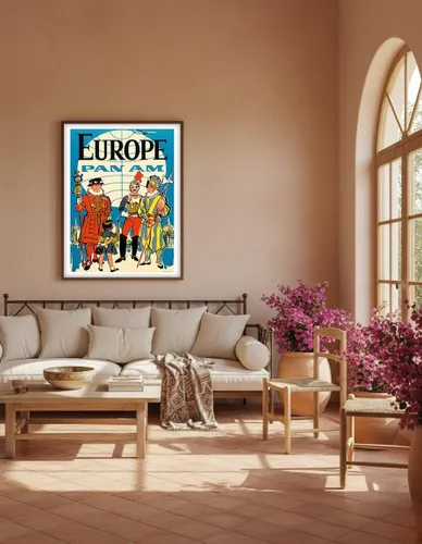 Vista 5 de Europa – Pan American World Airways – Guardia suiza pontificia británica Yeomen of the Guard – Póster vintage de viaje de aerolínea c.1950s