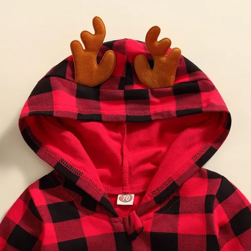 Vista 5 de Mameluco de Navidad para bebé, niña, niño, ropa de manga larga con capucha, overol de Navidad para bebé, primer traje de Navidad