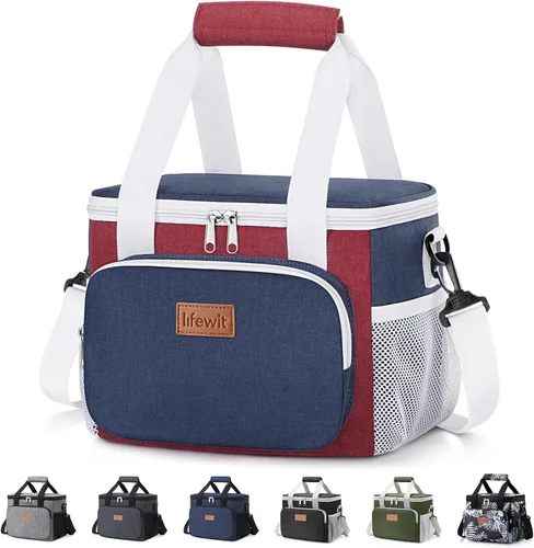 Vista 45 de Lifewit Lonchera mediana aislada, suave y refrigerante, para adultos, hombres y mujeres, color negro, 12 latas (9L)