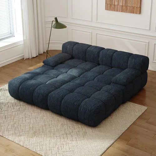 Vista 10 de Settab Sofá modular de nube modular de 118.5 pulgadas con otomana móvil, sofá de pana moderno de 4 asientos, asiento profundo, sofá sin hueso