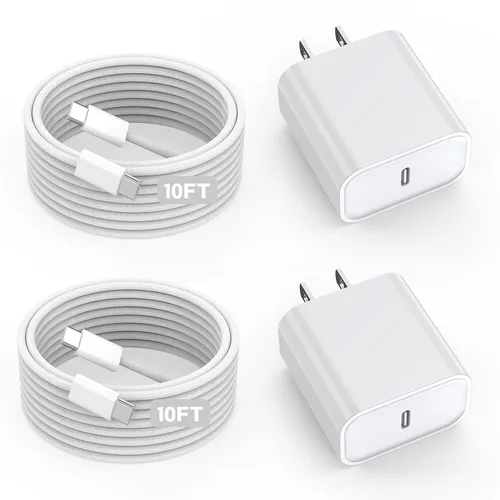 Vista 9 de Cargador rápido para iPhone, 10 pies y 20 W [certificado Apple MFi] USB tipo C, bloque de carga rápida, cargador Lightning para iPhone con cable