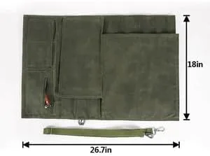 Vista 2 de Bolsa enrollable para cuchillos de chef, bolsas de lona encerada para cuchillos con 10 ranuras y 1 bolsillo con cremallera, bolsa de chef para chefs